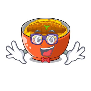 Geek katsudon sos karakter kase vektör çizim