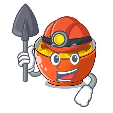 Madenci sıcak katsudon çizgi film tablo vektör esnaf üzerinde