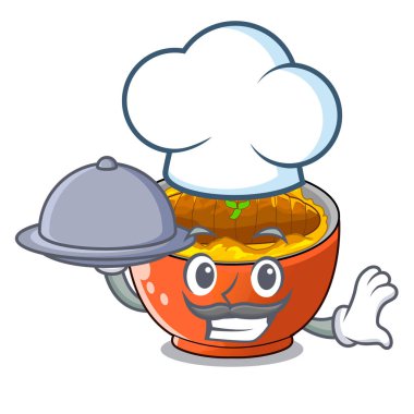 Şef yemek sıcak katsudon çizgi film tablo vektör esnaf üzerinde ile