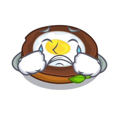 Ağlayan yumurta viski karakter ahşap plakalar vektör esnaf üzerinde