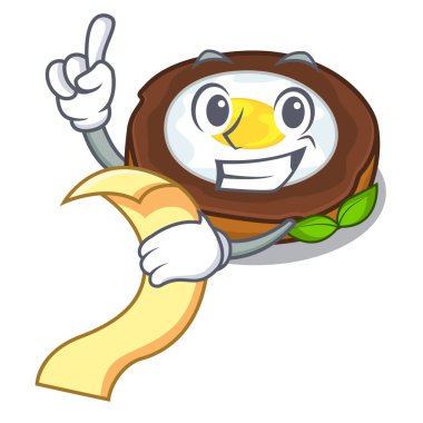 Menü yumurta viski ile karakter ahşap plakalar vektör esnaf üzerinde