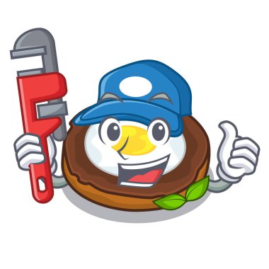 Tesisatçı viski maskot kase vektör esnaf, yumurta