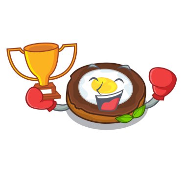 Boks şampiyonu viski maskot kase vektör esnaf, yumurta
