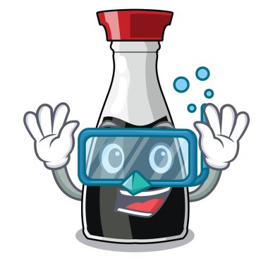 Dalış soya sause karakter kase vektör çizim içinde