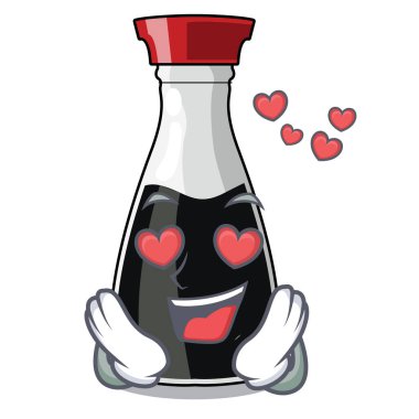 Aşk soya sosu şişe içinde çizgi film şekil vektör illusatration