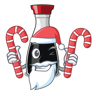 Santa ile şeker soya sosu maskot vektör illustaration izole
