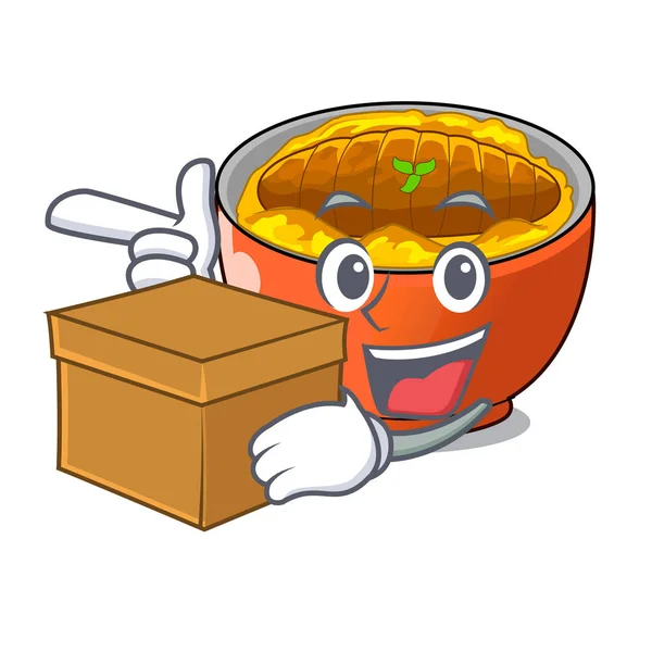 Box Katsudon Sauce Character Bowl Vector Illustration — Stock Vector