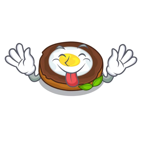 Tongue Out Scotch Eggs Mascot Bowl Vector Illustartion — Stock Vector