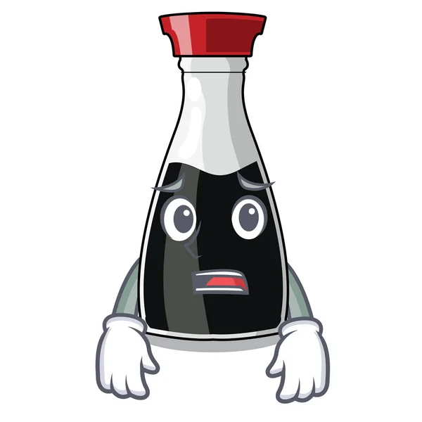 Paura Bottiglia Salsa Soia Forma Cartone Animato Vettoriale Illusatrazione — Vettoriale Stock