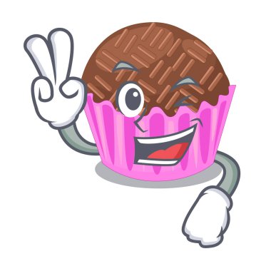 İki parmak bragadeiro çizgi film kaplamalar vektör çizim içinde servis edilir