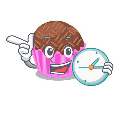 Saati ile bragadeiro çizgi film kaplamalar vektör çizim içinde servis edilir