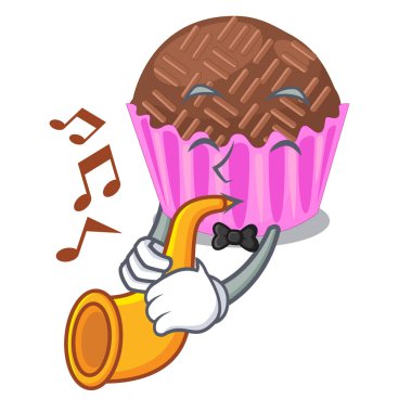 Karakter kavanoz vektör esnaf içinde sunulan trompet bragadeiro ile