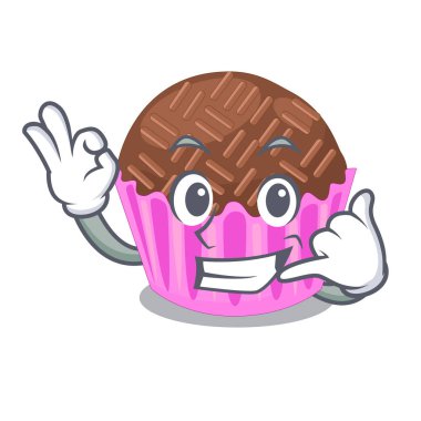 Beni ara brigadeiro bir maskot vektör esnaf sarılmış