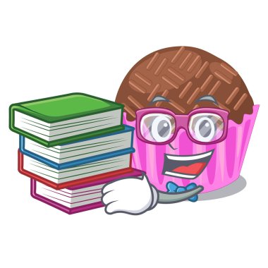 Kitap brigadeiro öğrenciyle bir maskot vektör esnaf sarılır