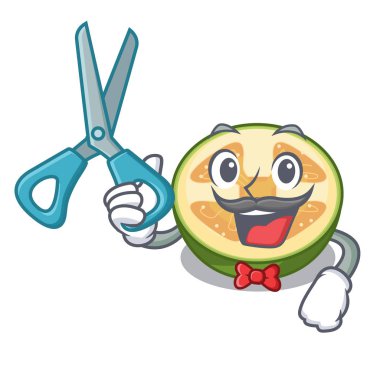 Kuaför feijoa meyve bir karikatür sepet vektör esnaf