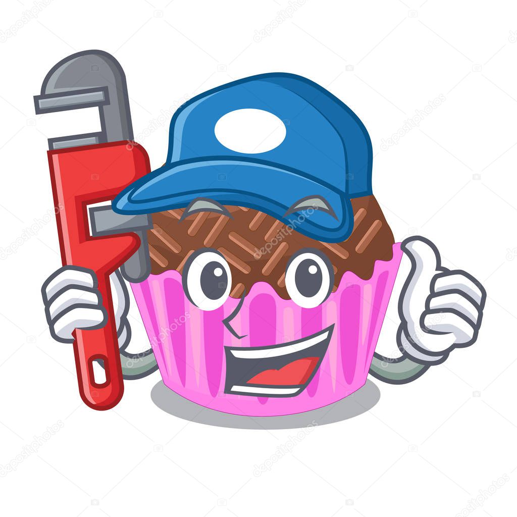 Plumber brigadeiro is wrapped in a mascot vector illustartion