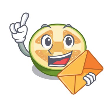 Zarf faijoa meyve suyu ile karakter cam vektör çizim