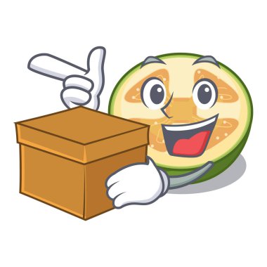 Kutusu faijoa meyve suyu ile karakter cam vektör çizim