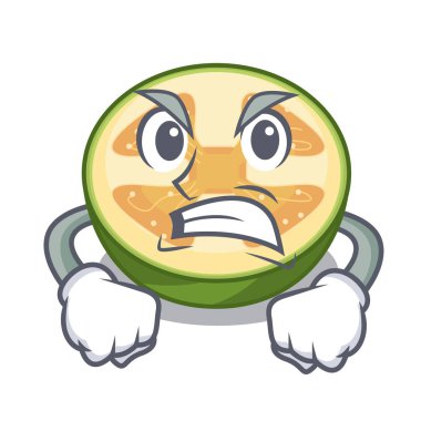 Kızgın feijoa meyve dilimleri karikatür plaka vektör çizim