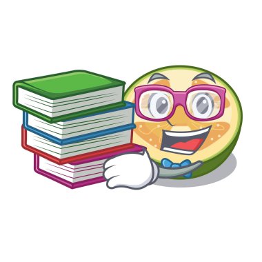 Maskot vektör illüstrasyon izole kitap meyve feijoa ile öğrenci