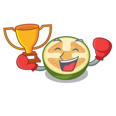 Boks kazanan meyve feijoa maskot vektör illüstrasyon izole