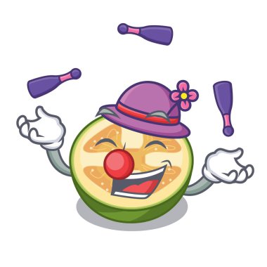 Maskot vektör illüstrasyon izole meyve feijoa hokkabazlık