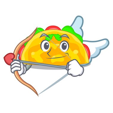 Aşk tanrısı omelatte ahşap karikatür plaka vektör halat üzerinde hizmet