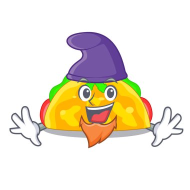 Ahşap çizgi film plaka vektör halat üzerinde hizmet elf omelatte