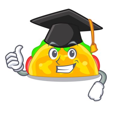 Mezuniyet omelatte karakter teflon vektör çizim üzerinde kızarmış