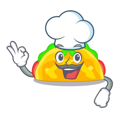 Şef omelatte karakter teflon vektör çizim üzerinde kızarmış