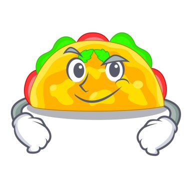 Smirking omelatte karakter teflon vektör çizim üzerinde kızarmış