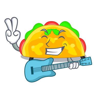 Bir tost çizgi film pan vektör çizim içinde gitar omelatte ile