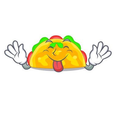 Kızarmış omelatte dilini maskot vektör çizim üzerinde izole