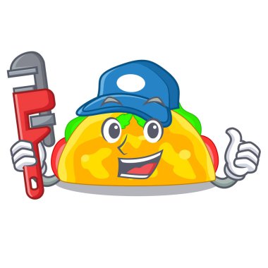 Tesisatçı omelatte kızarmış maskot vektör illüstrasyon izole