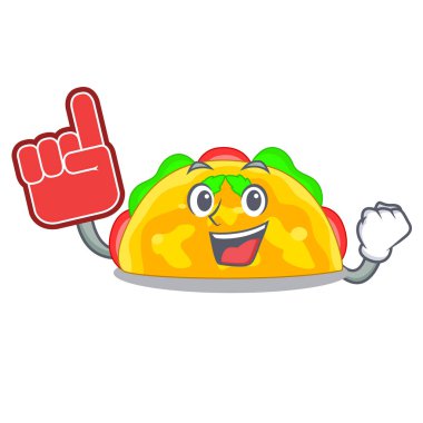 Köpük kızarmış parmak omelatte maskotu vektör illüstrasyon izole