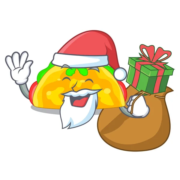 Santa Con Omelatte Regalo Frito Aislado Ilustración Vector Mascota — Archivo Imágenes Vectoriales