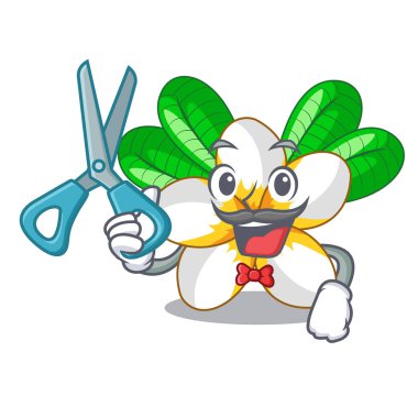 Bir çizgi film sepet vektör çizim çiçek frangipain berber