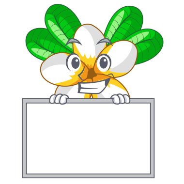 Bir çizgi film sepet vektör çizim kurulu çiçek frangipain ile sırıtarak