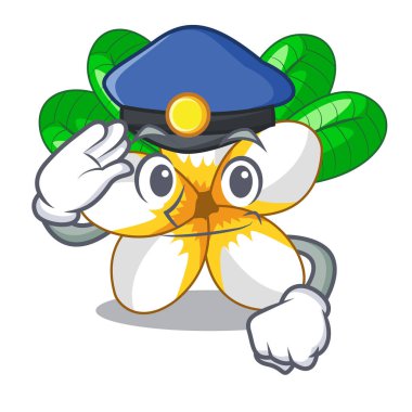 Polis frangipain bir karikatür sepet vektör çizim çiçek