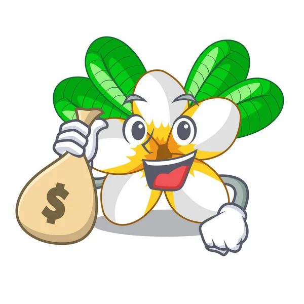 Para çanta çiçek frangipain ile bir çizgi film sepet vektör çizim