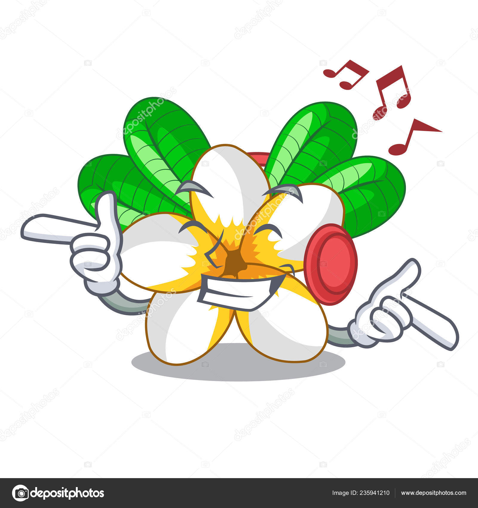 écoute Musique Sac Frangipanier Fleur Dans Illustration