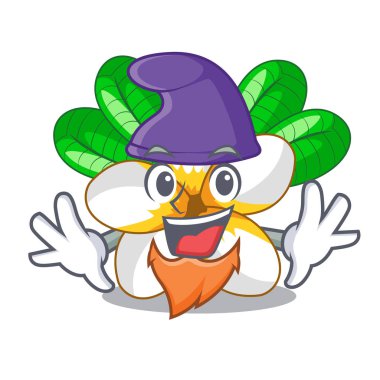 Elf çiçek frangipain bir karikatür sepet vektör çizim içinde