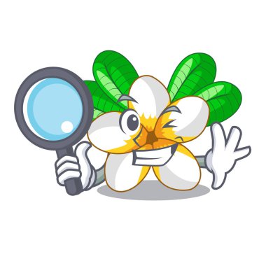 Dedektif frangipani çiçek chracter tencerede illüstrasyon vektör