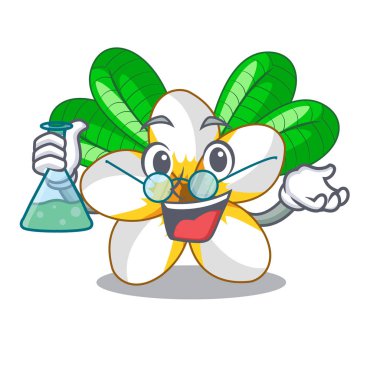 Profesör frangipani çiçek chracter tencerede illüstrasyon vektör