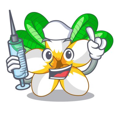 Hemşire frangipani çiçek chracter tencerede illüstrasyon vektör