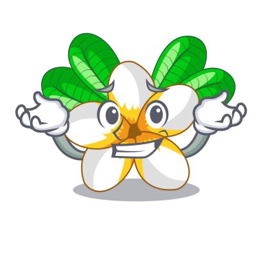 Chracter pot vektör çizim sırıtan frangipani çiçeklenir