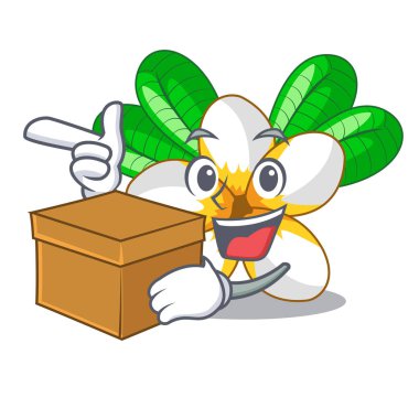 Kutusu frangipani çiçeklenir chracter pot vektör çizim ile