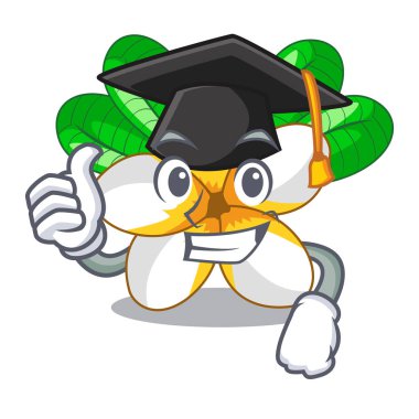 Mezuniyet frangipani çiçek chracter tencerede illüstrasyon vektör