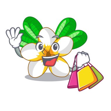 Chracter pot vektör çizim alışveriş frangipani çiçeklenir