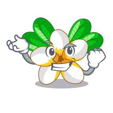 Başarılı frangipani çiçek chracter tencerede illüstrasyon vektör